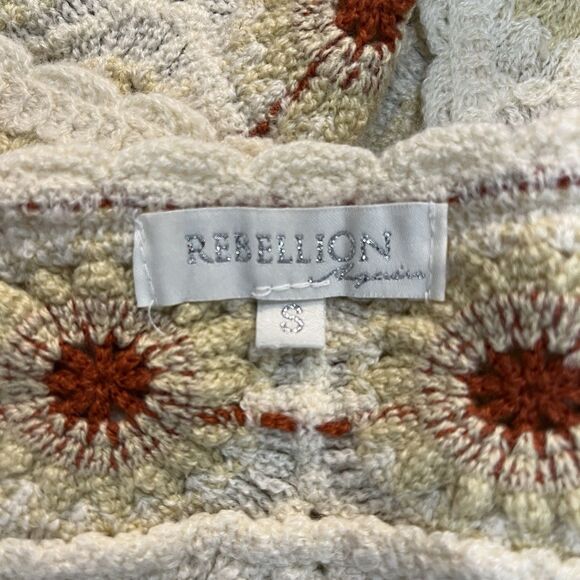 Rebellion Crochet Floral Granny Square Crop Tank Top Size Small Boho Festival - Picture 5 of 5